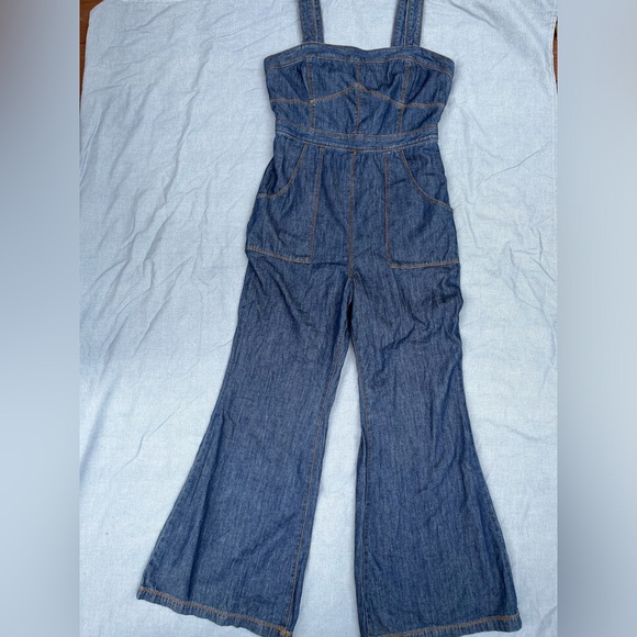 Anthropologie Pilcro Waist-Tied Denim Jumpsuit Size 8 - Picture 3 of 5
